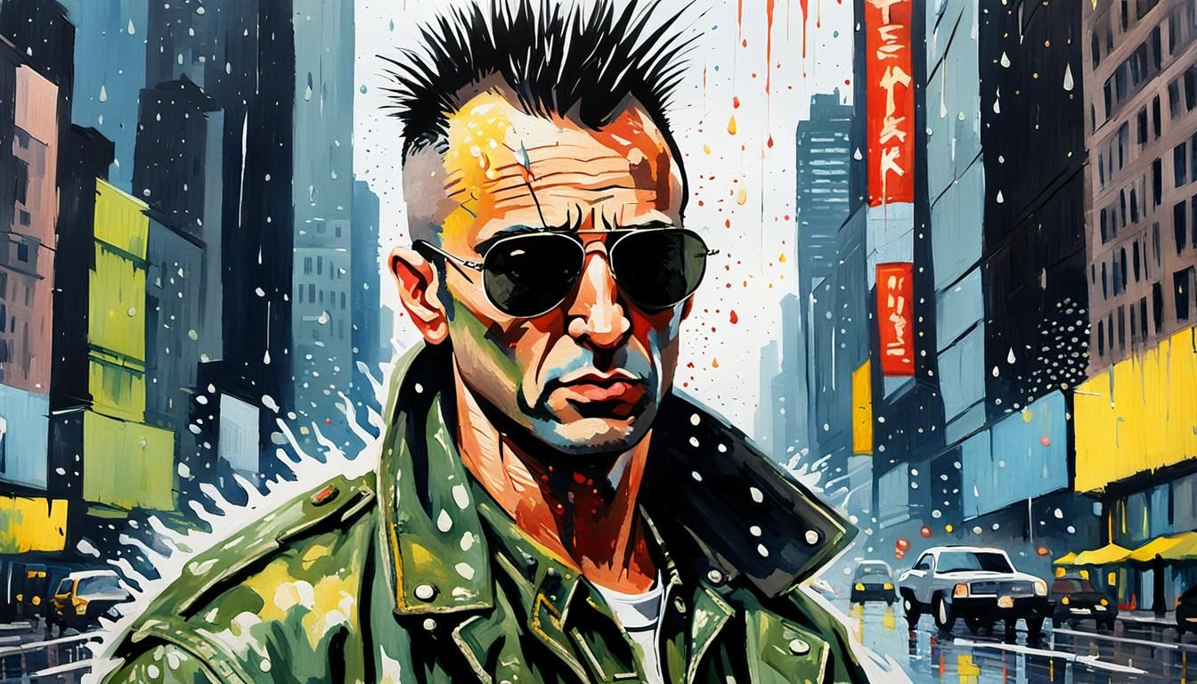 Travis Bickle Pop Art Portrait in Watercolor Gouache