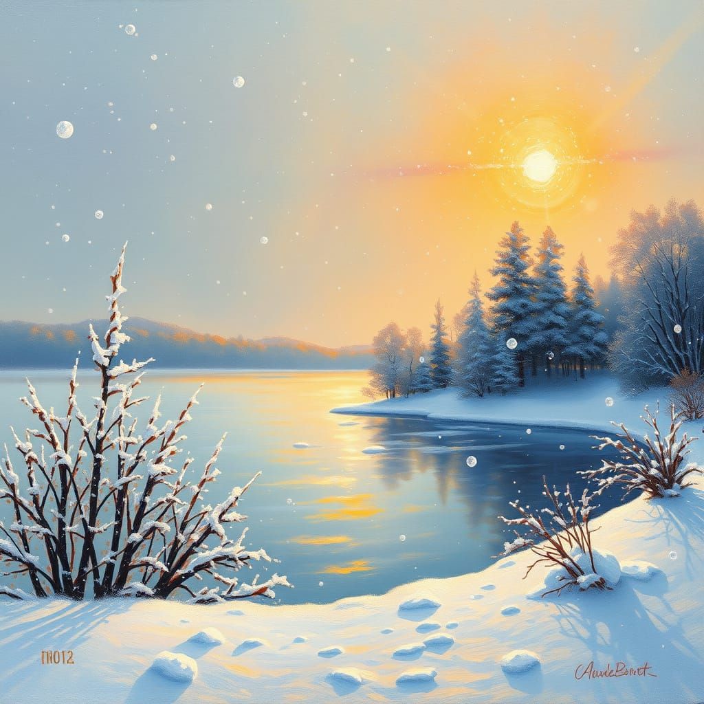 Dreamy Winter Landscape in Impressionist Style