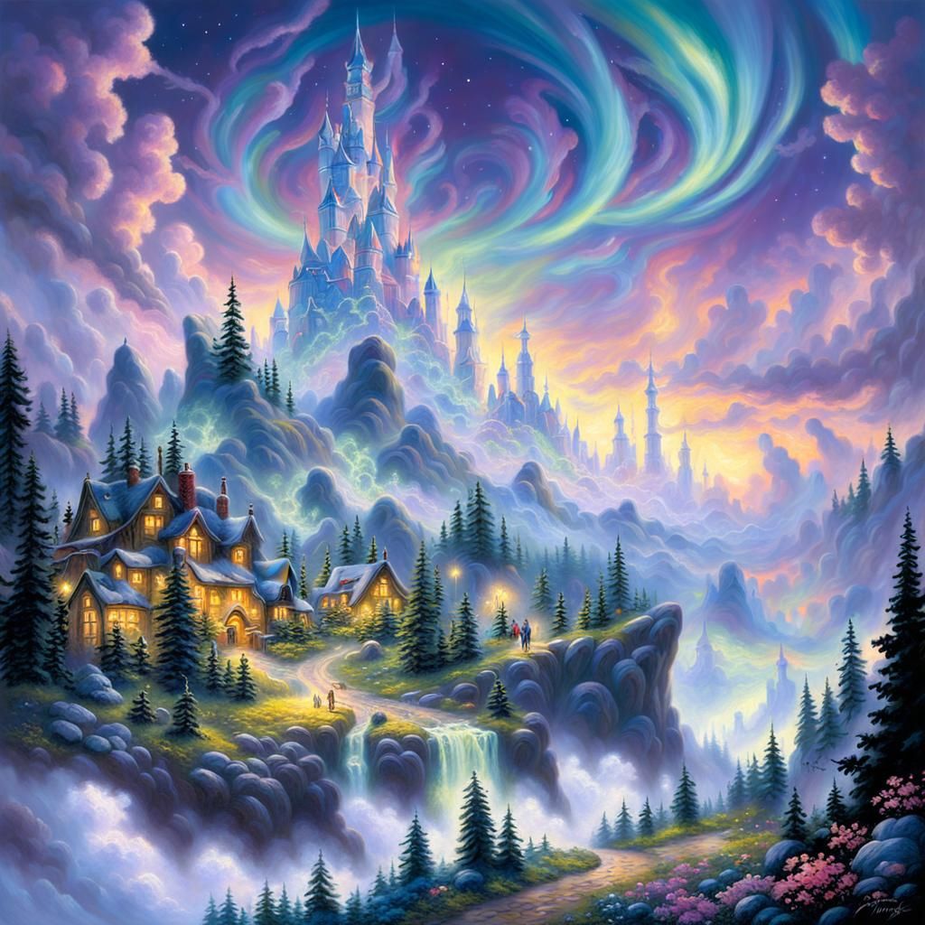 Fluorescent Landscape in Ethereal Fantasy Style