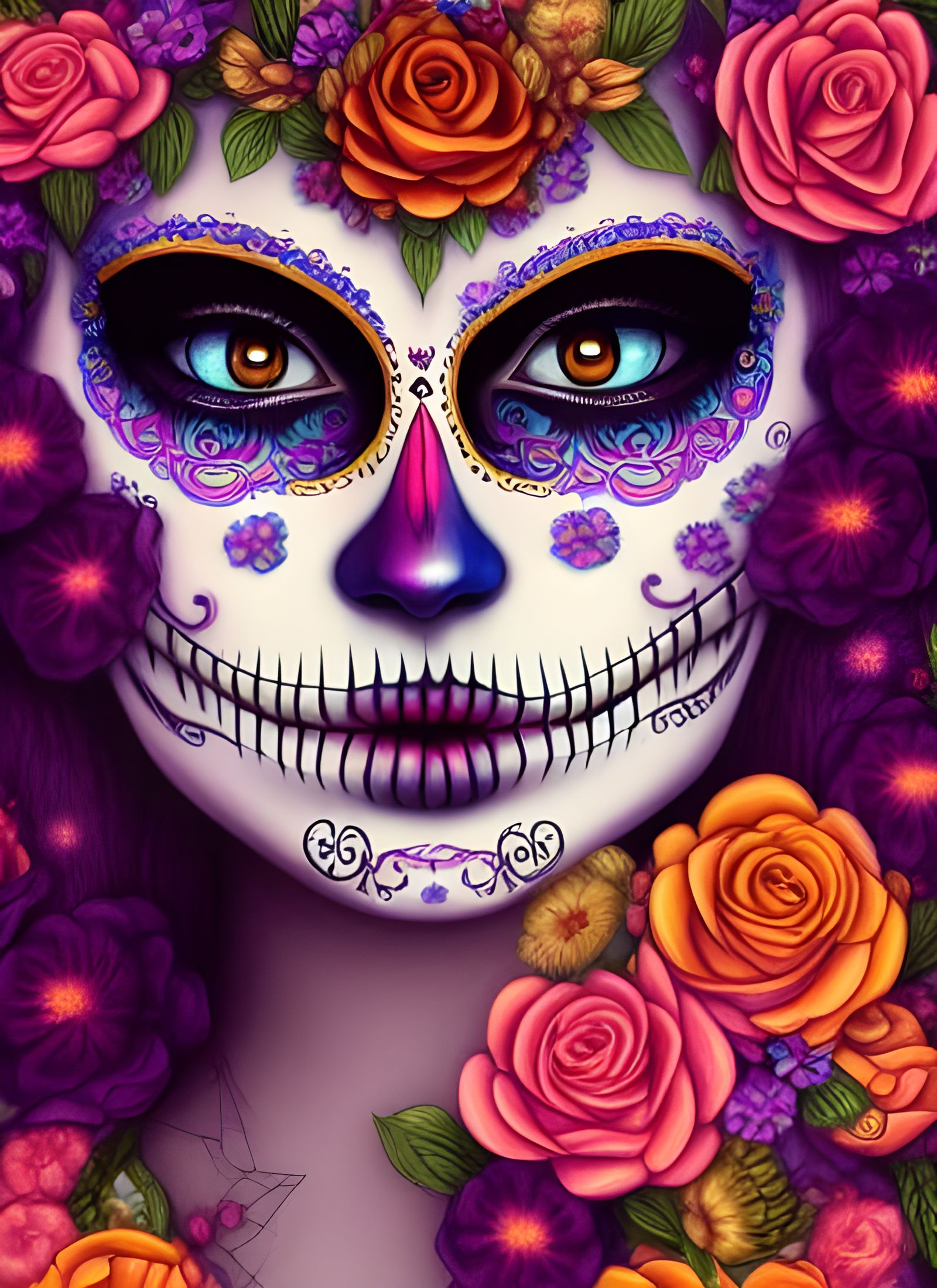 Día de los Muertos Woman in Steampunk Floral Mask