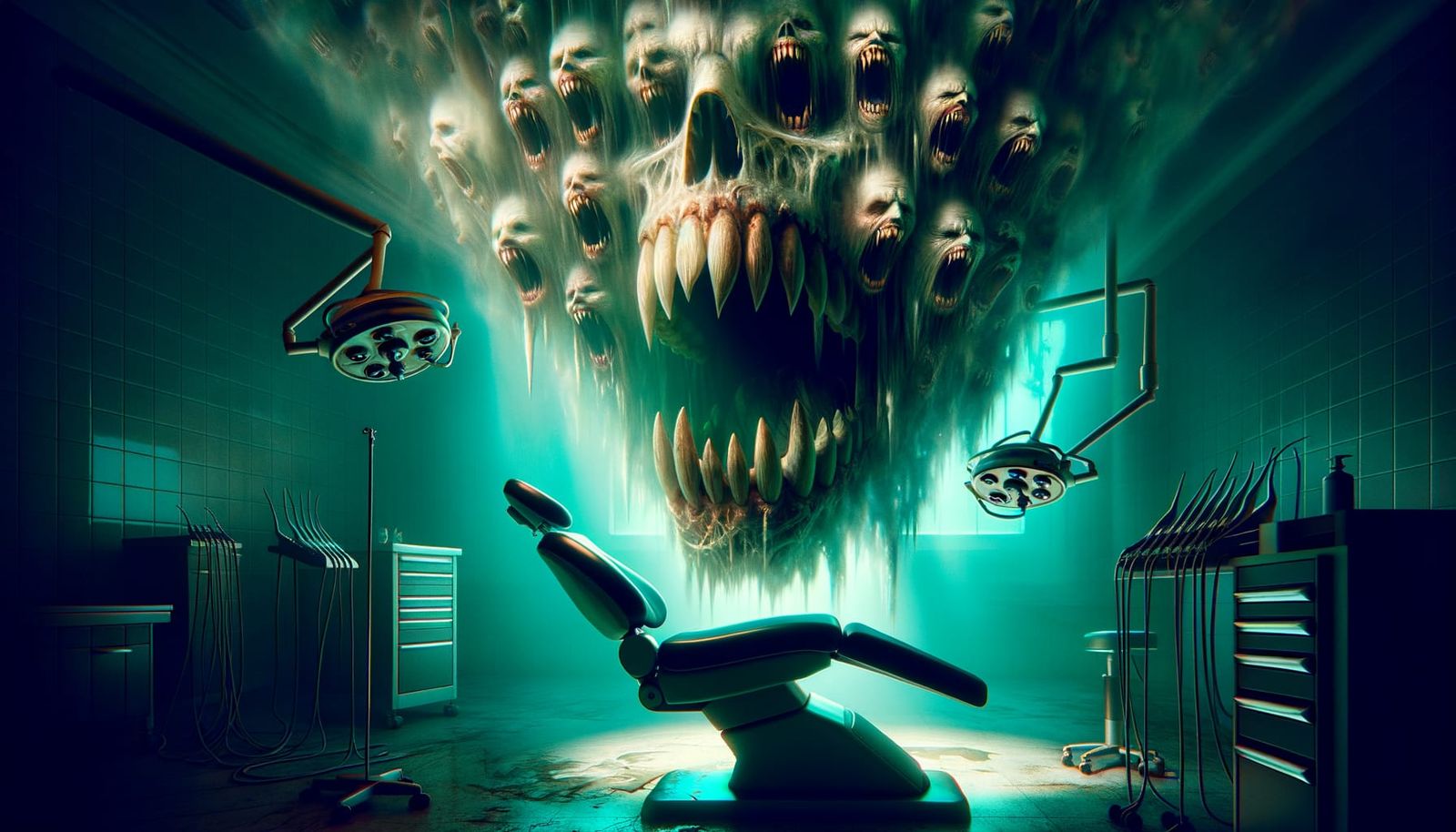 Nightmarish Skeletal Entity in Derelict Dentist Office