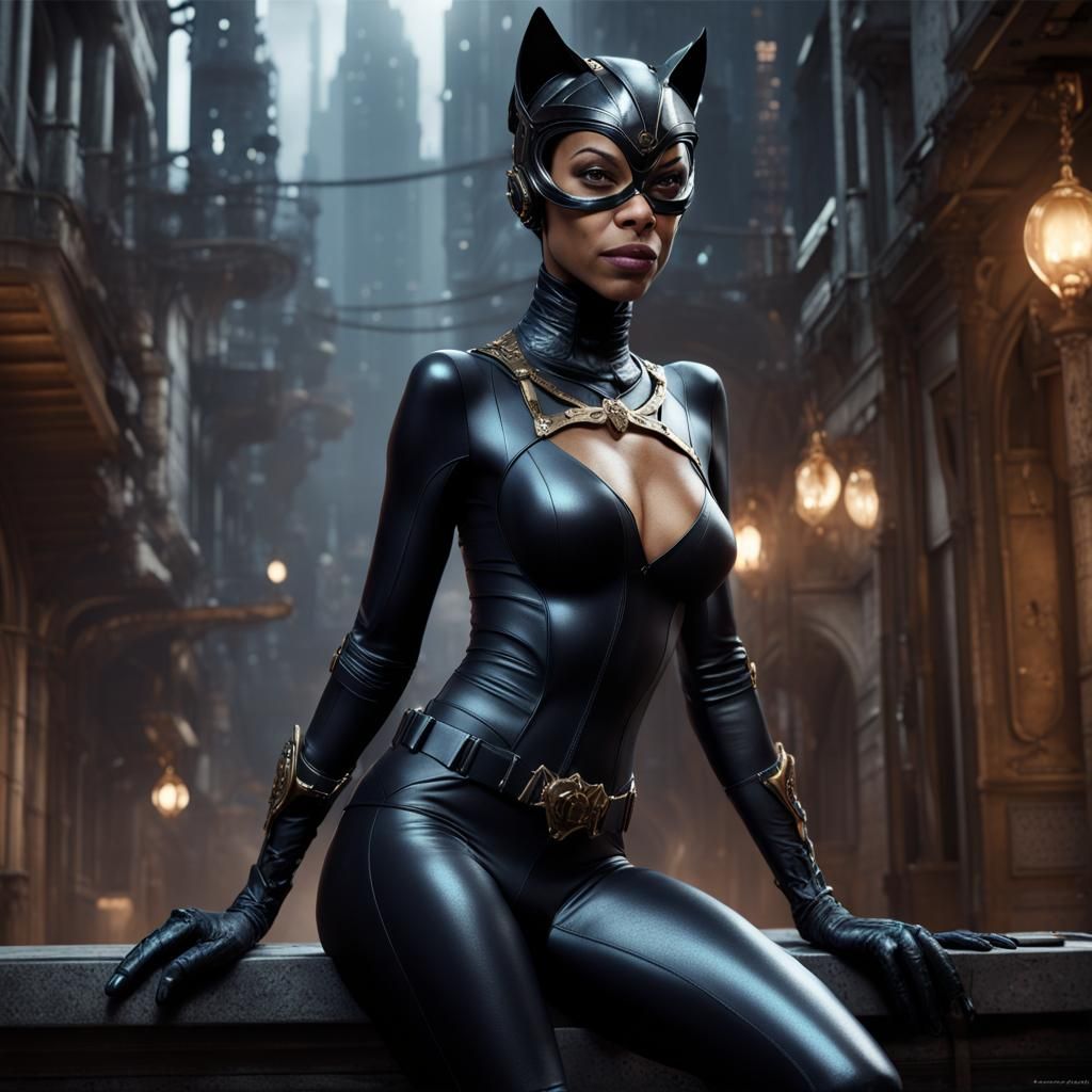 Zoe Saldana as Catwoman: Detailed Matte Painting