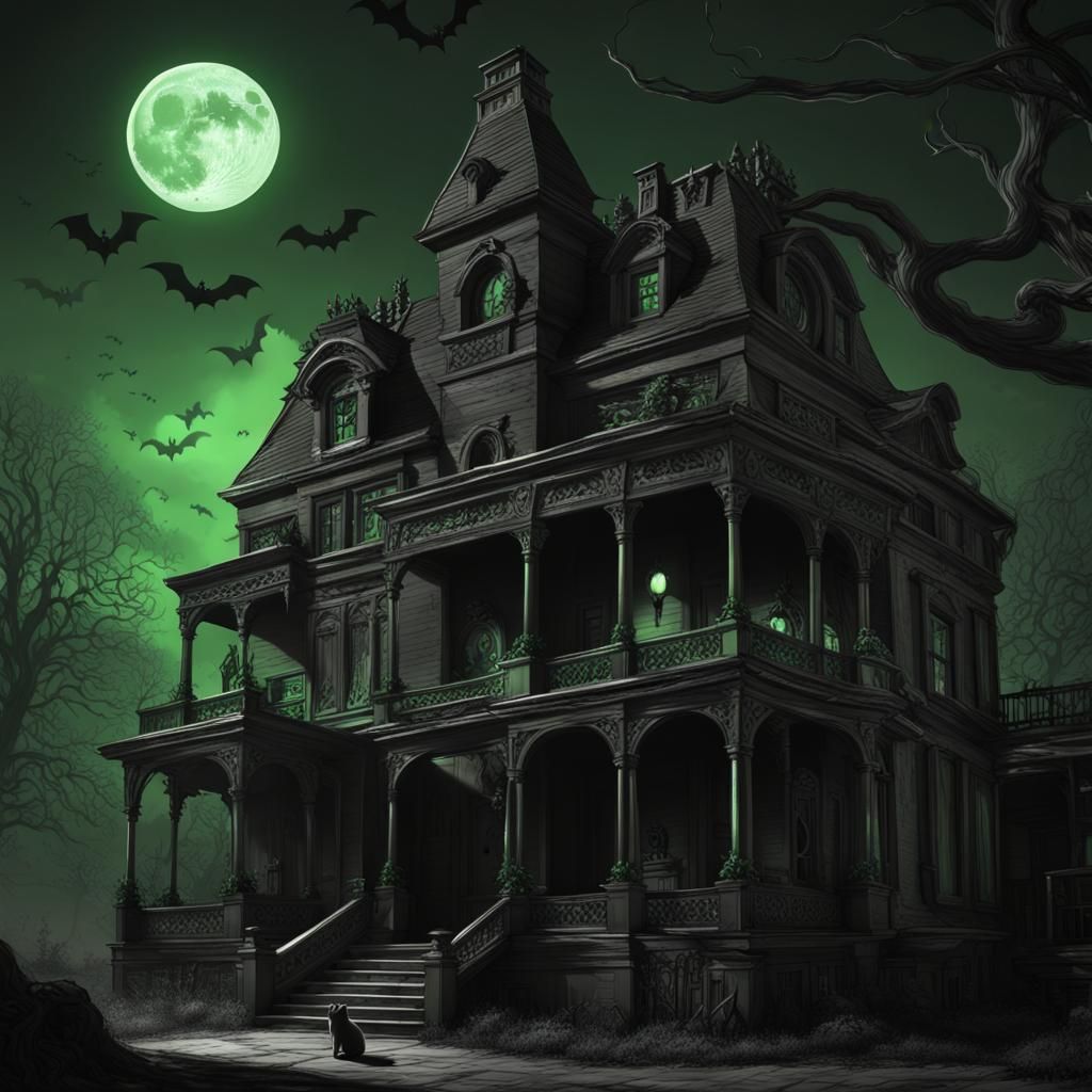 Phantasmagoric Haunted Mansion Terror Scene in Dark Fantasy ...