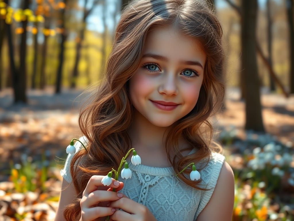 Hyperrealistic Portrait of a Young Woman in a Vibrant Forest