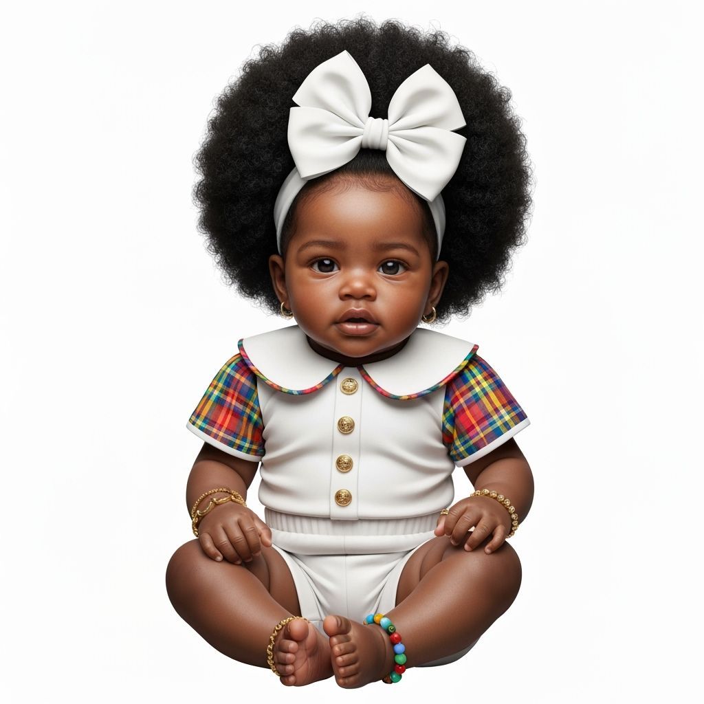 Photorealistic Baby with Kinky Hair and White Bow