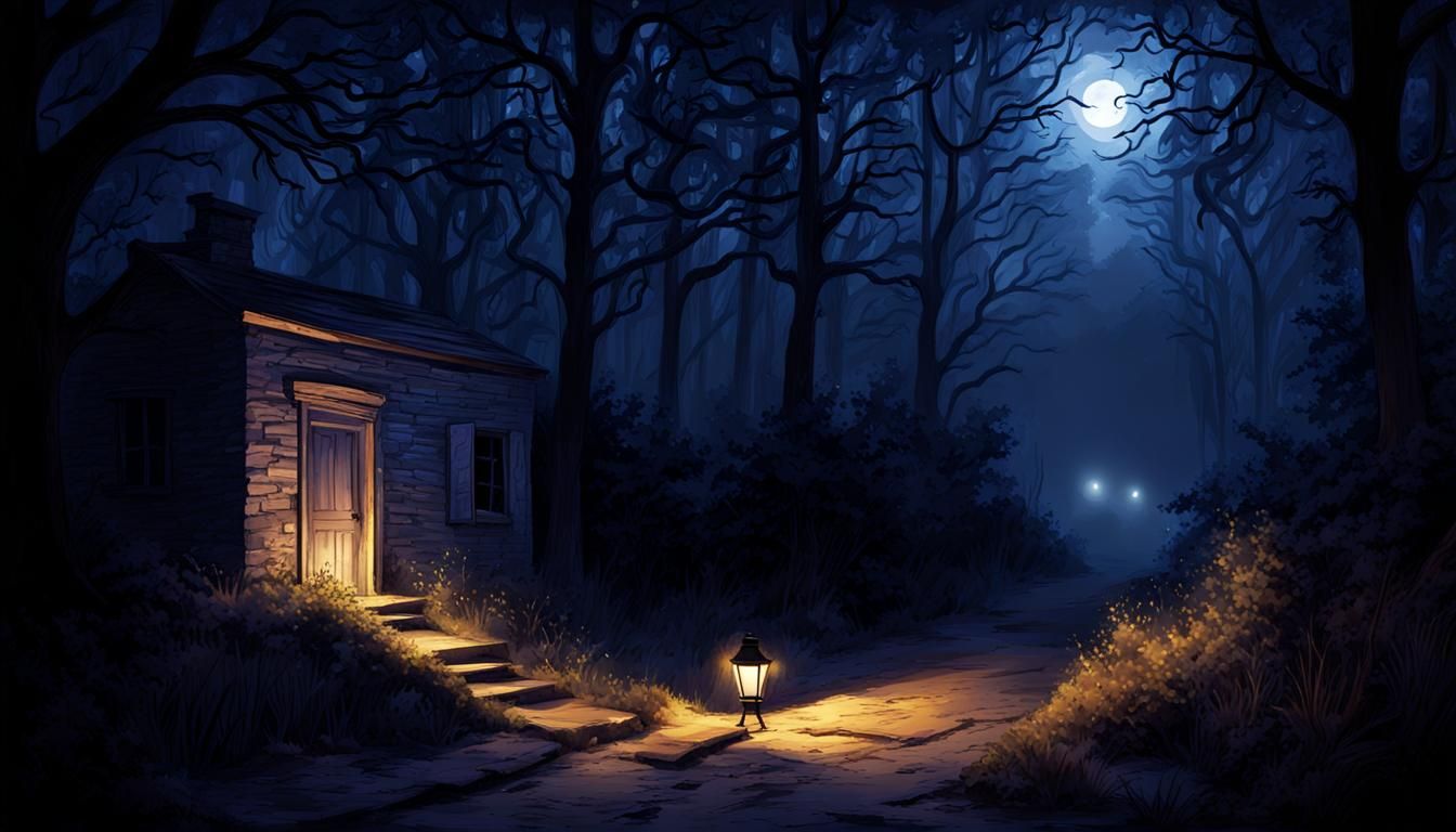 Night Mysteries Overtake Daylight in Abstract Scene