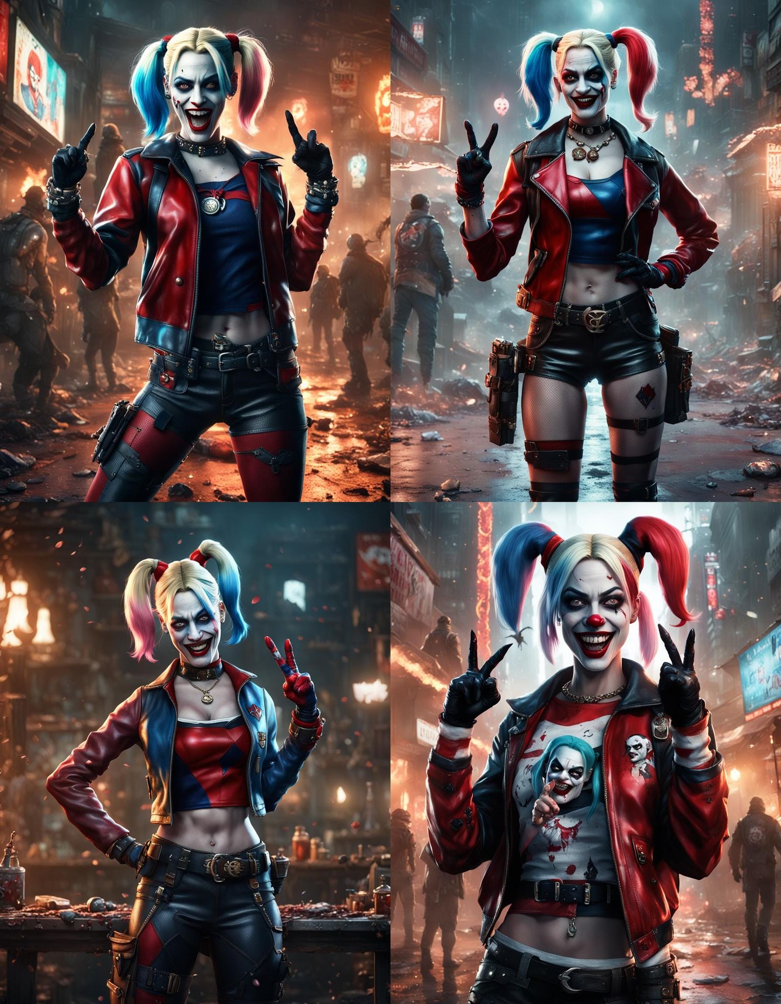 Harley Quinn Rude Gesture, Dark Fantasy Concept Art
