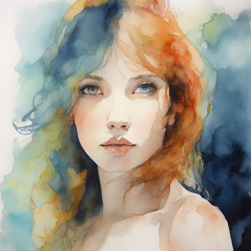 Watercolor Painting of Crepuscular Rays