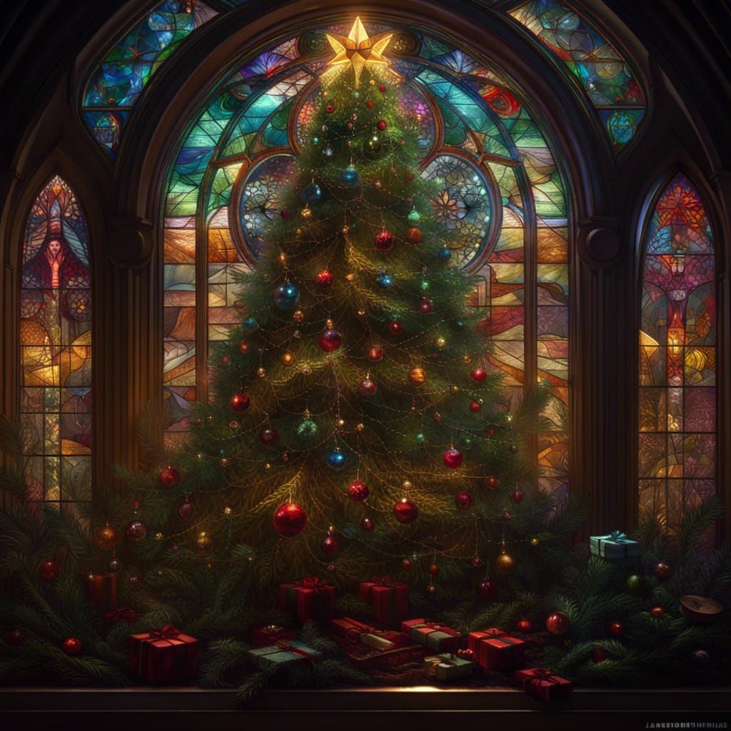 Stained Glass Christmas Tree: Epic Digital Art