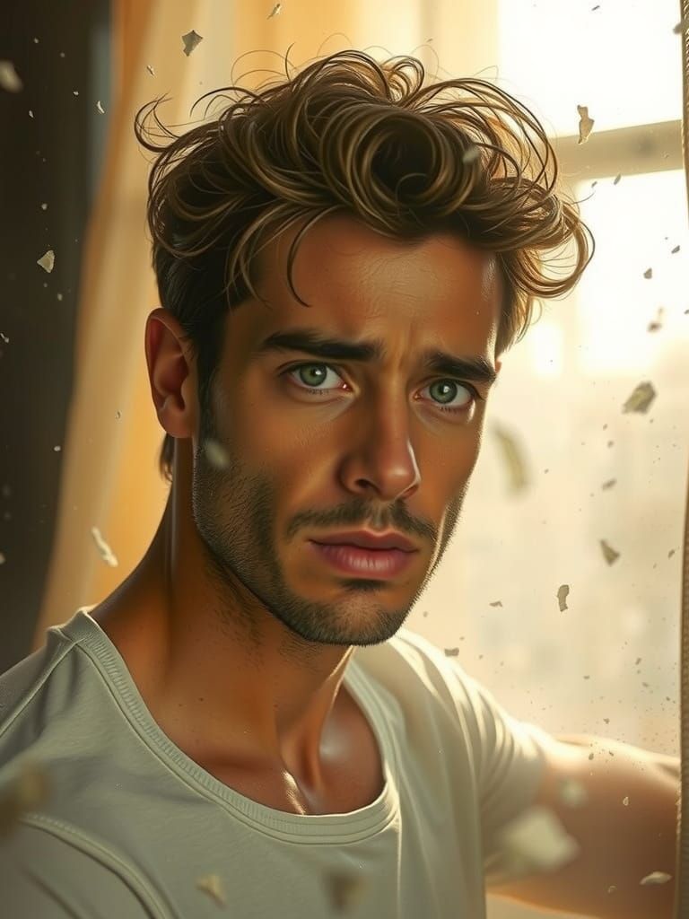 Photorealistic Portrait of Emotional Turmoil