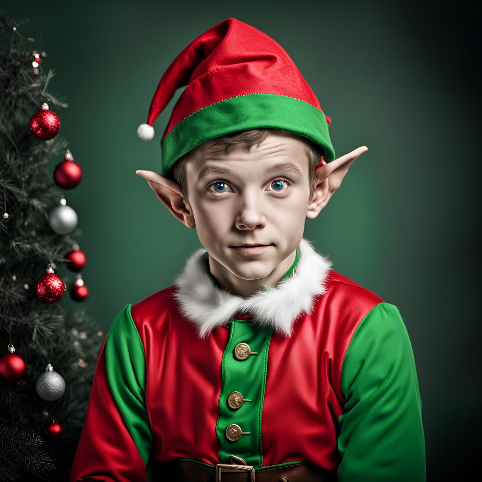 Christmas Elf Portrait in Selective Color