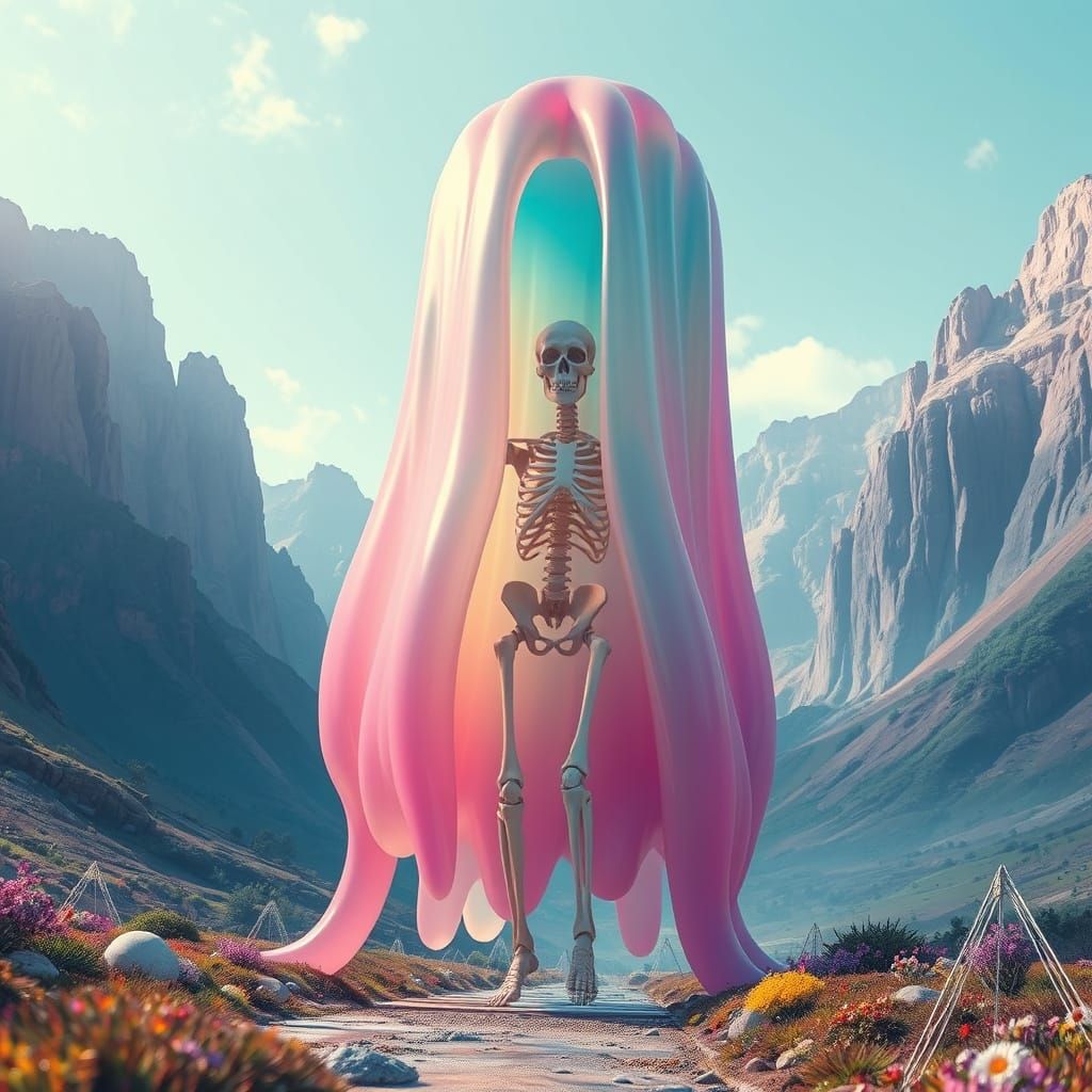 Giant Translucent Slime Cathedral Walks Through Vibrant Vall...