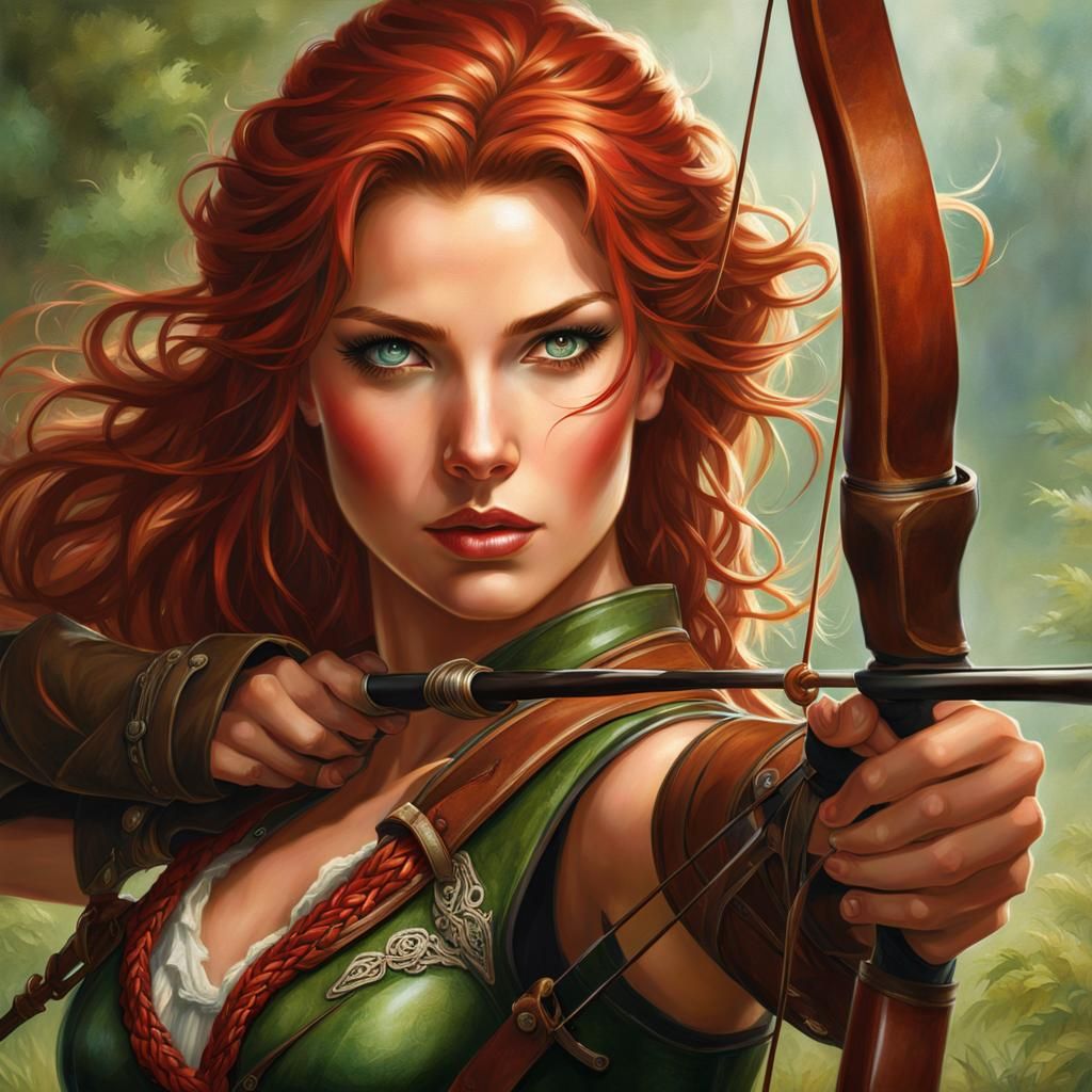 Fantasy Ranger Archer Portrait in Ethereal Style