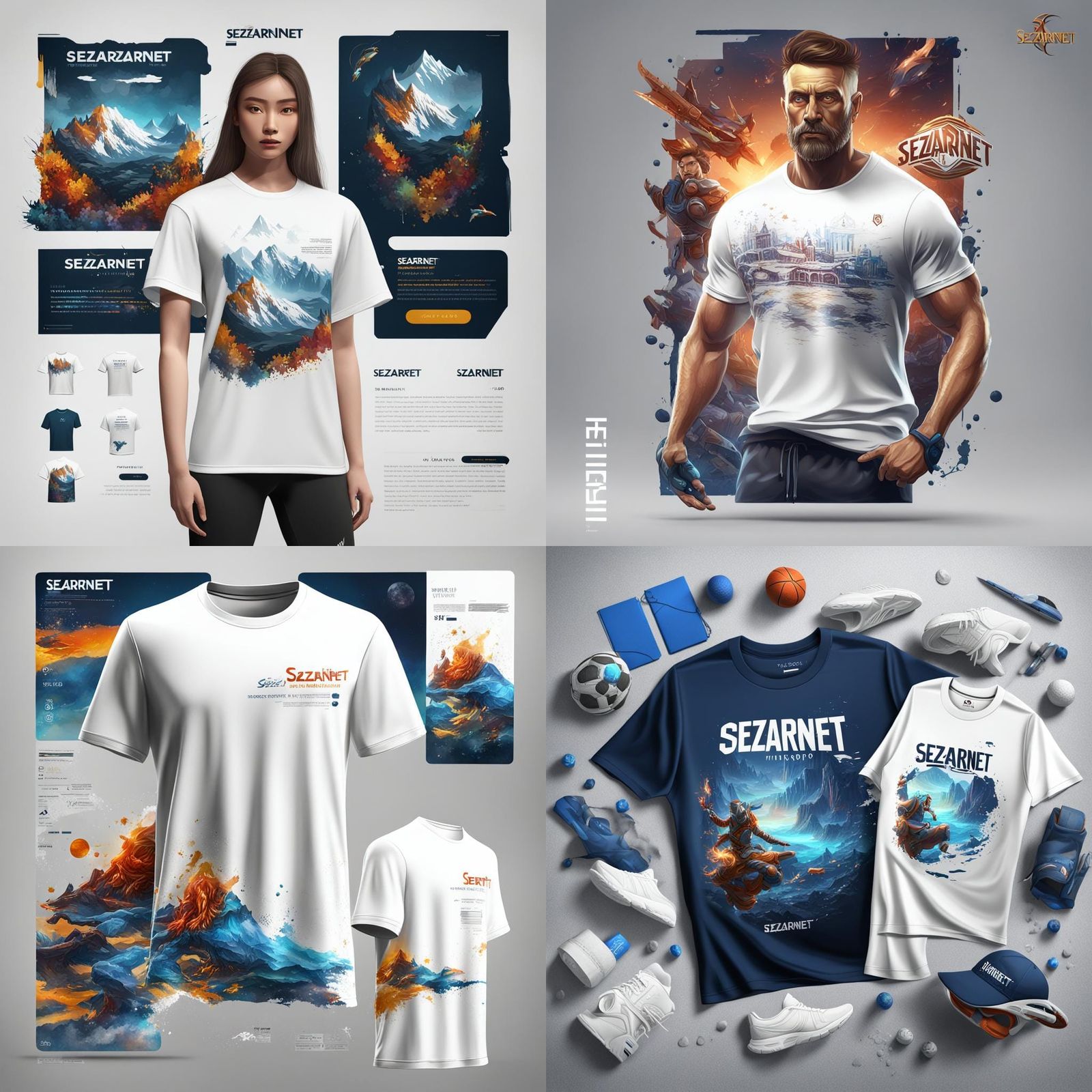 Modern White T-Shirt Featuring "SeZARNET" Text