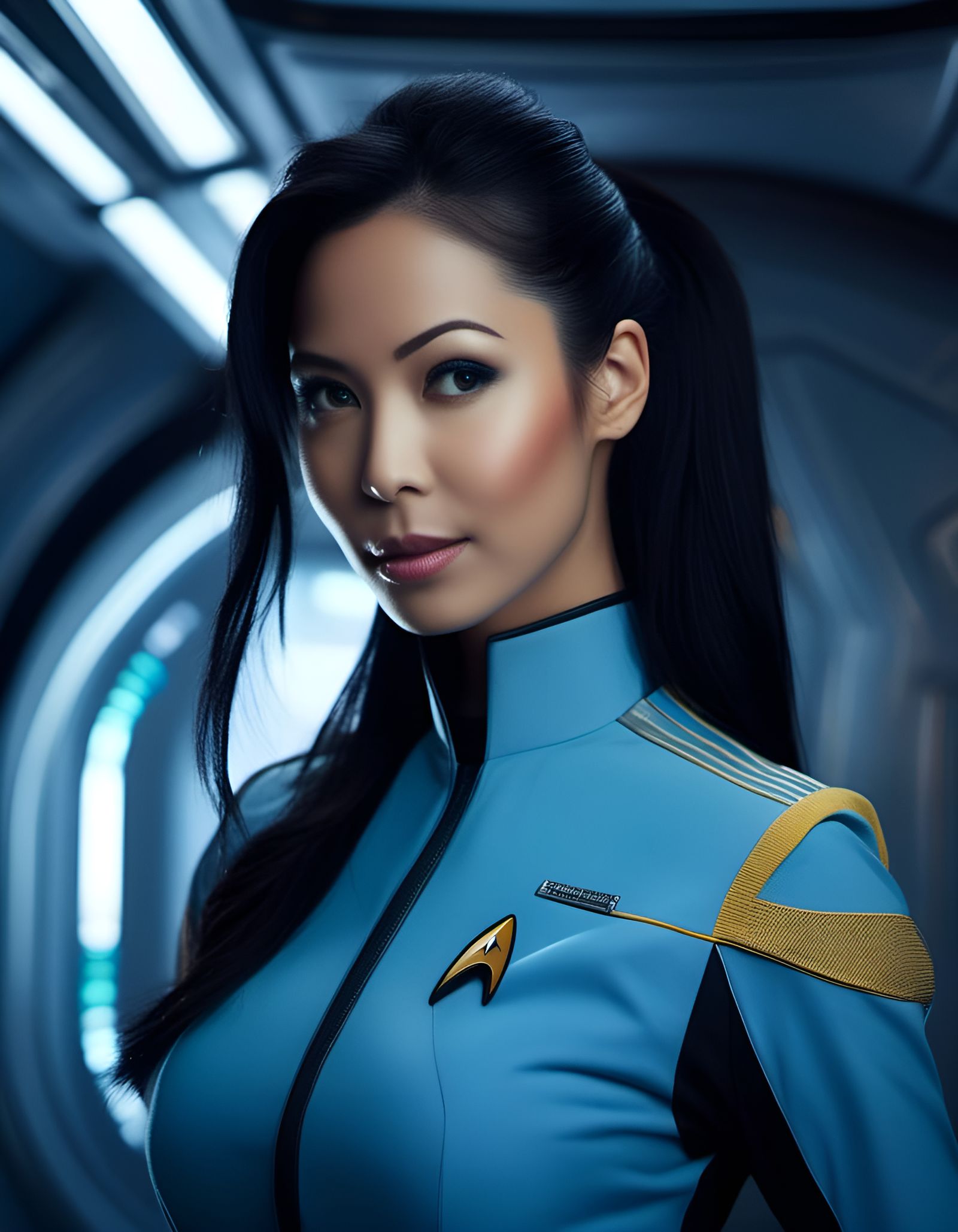 Gorgeous Starfleet Officer in Spaceship, Star Trek