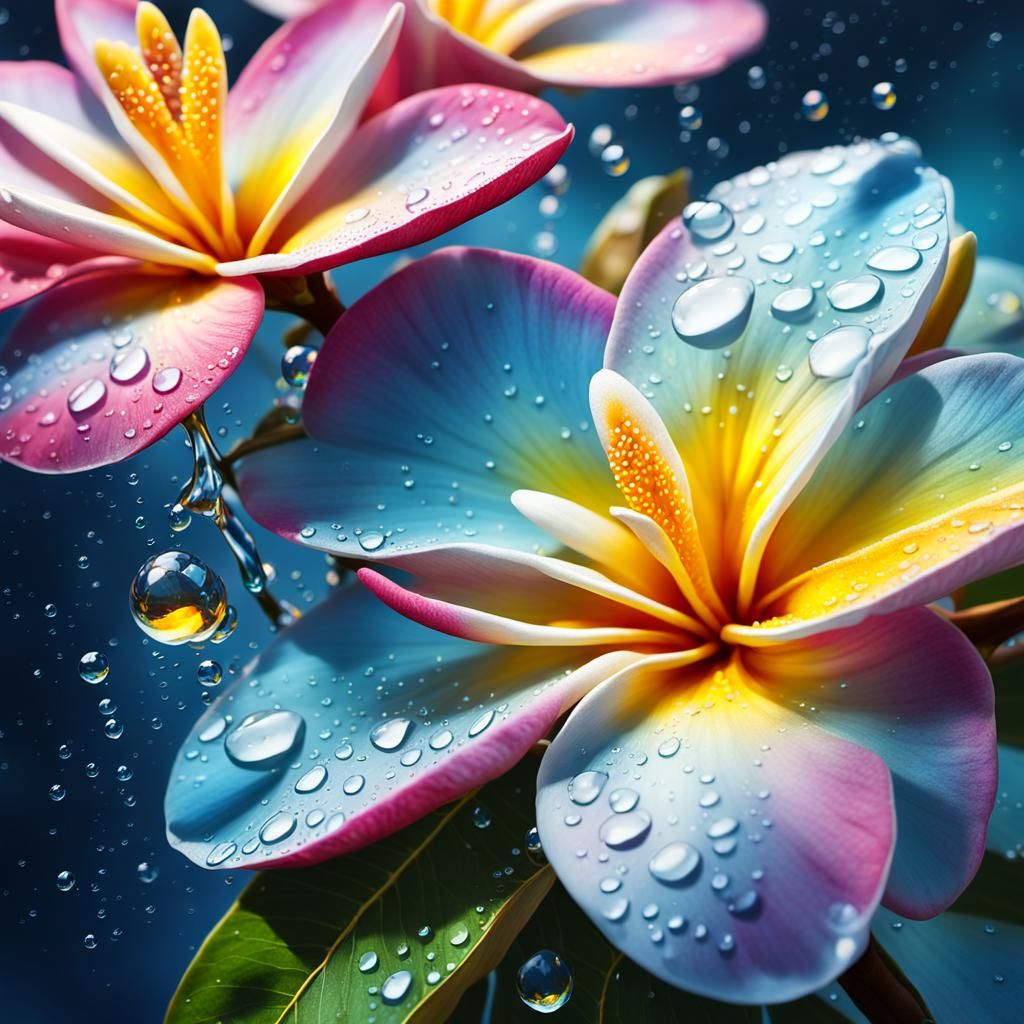 Vibrant Frangipani Flower in Fantasy Oil Painting