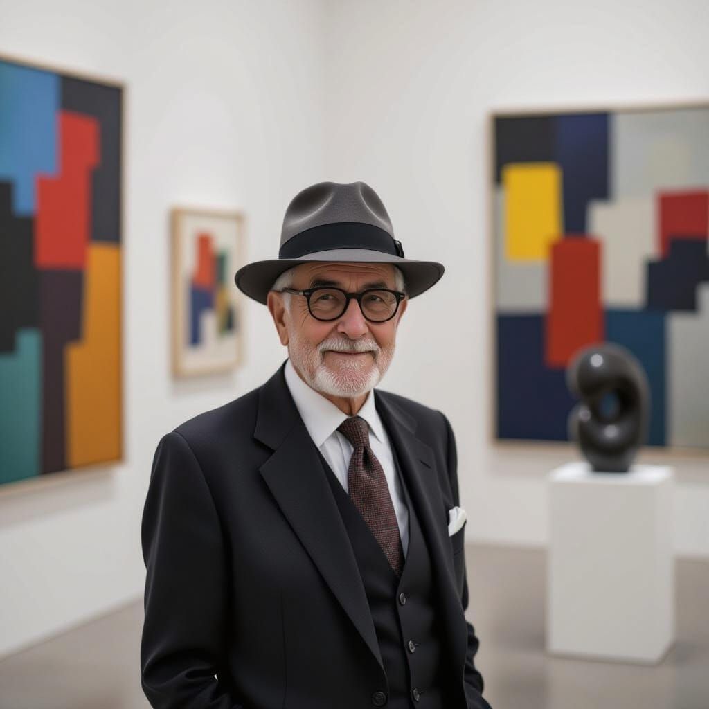 Elegant Man in Modern Art Gallery, Pop Art Style