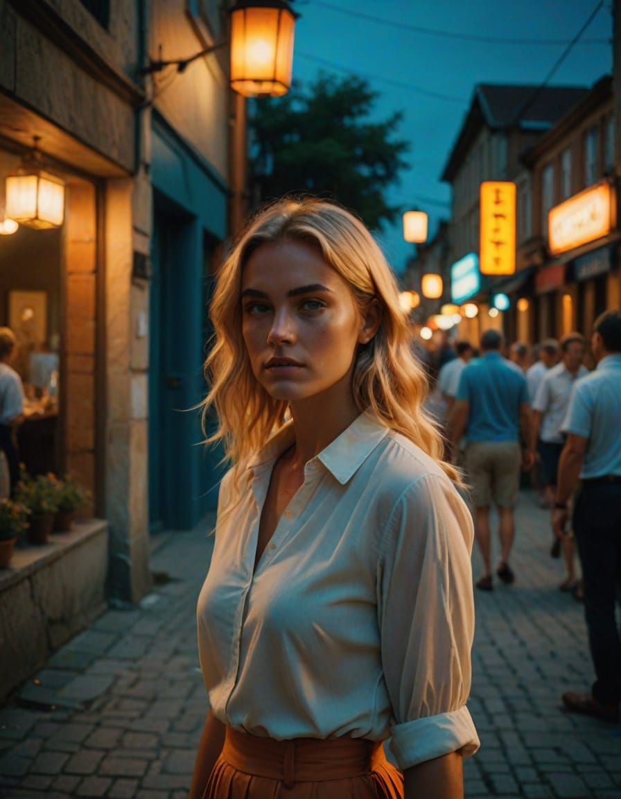 Cinematic Film Still: Woman in Golden Light