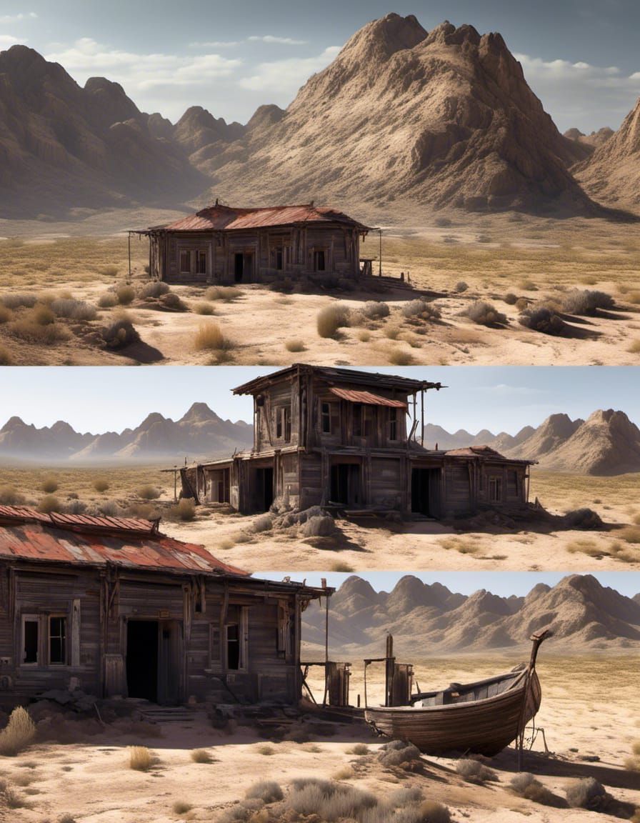 Desert ghost town, multipanel
