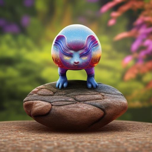 Cosmic Creature in Garden: Detailed Octane Render