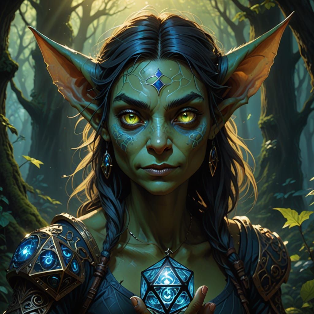 Enchanted Goblin Maiden with Glowing D20