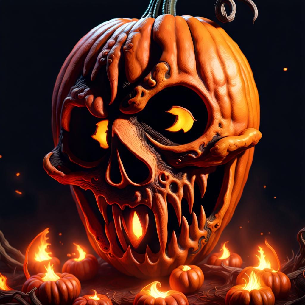 Eldritch Demonic Jack-o'-Lantern: Fantasy Concept Art