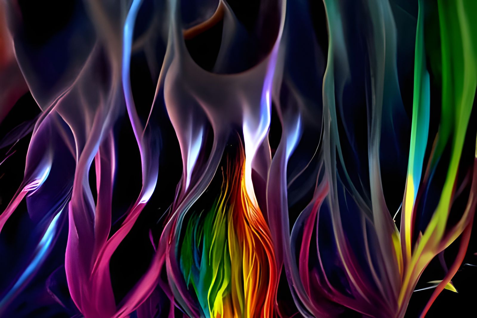 Rainbow Fire Hybrid in Hyperrealistic Detail