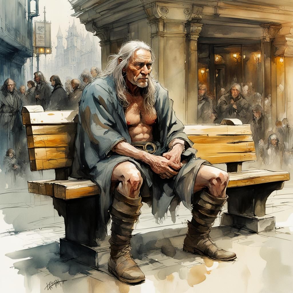 Old Man Conan Waits for a Bus