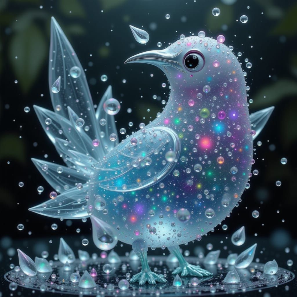 Translucent Water Bird Sculpture in Ethereal Style