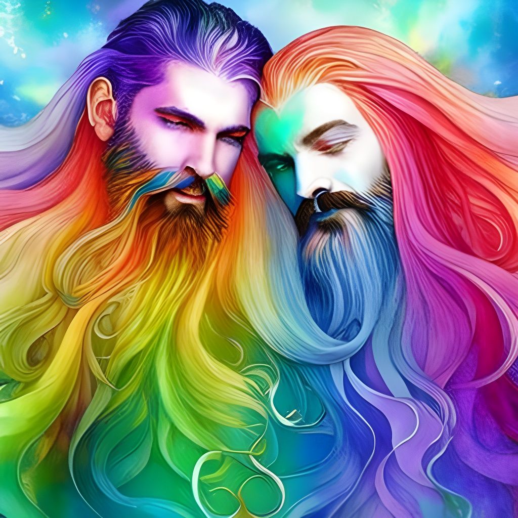 Rainbow Hair: Tender Portrait in Watercolor Style