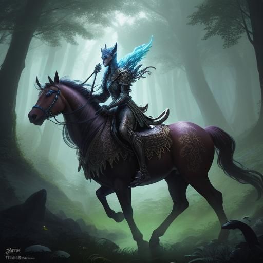 Centaurs in Mystical Forest: Fantasy Concept Art