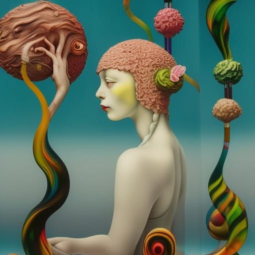 Fantasy Glasswork Sculpture: Surreal 3D Masterpiece