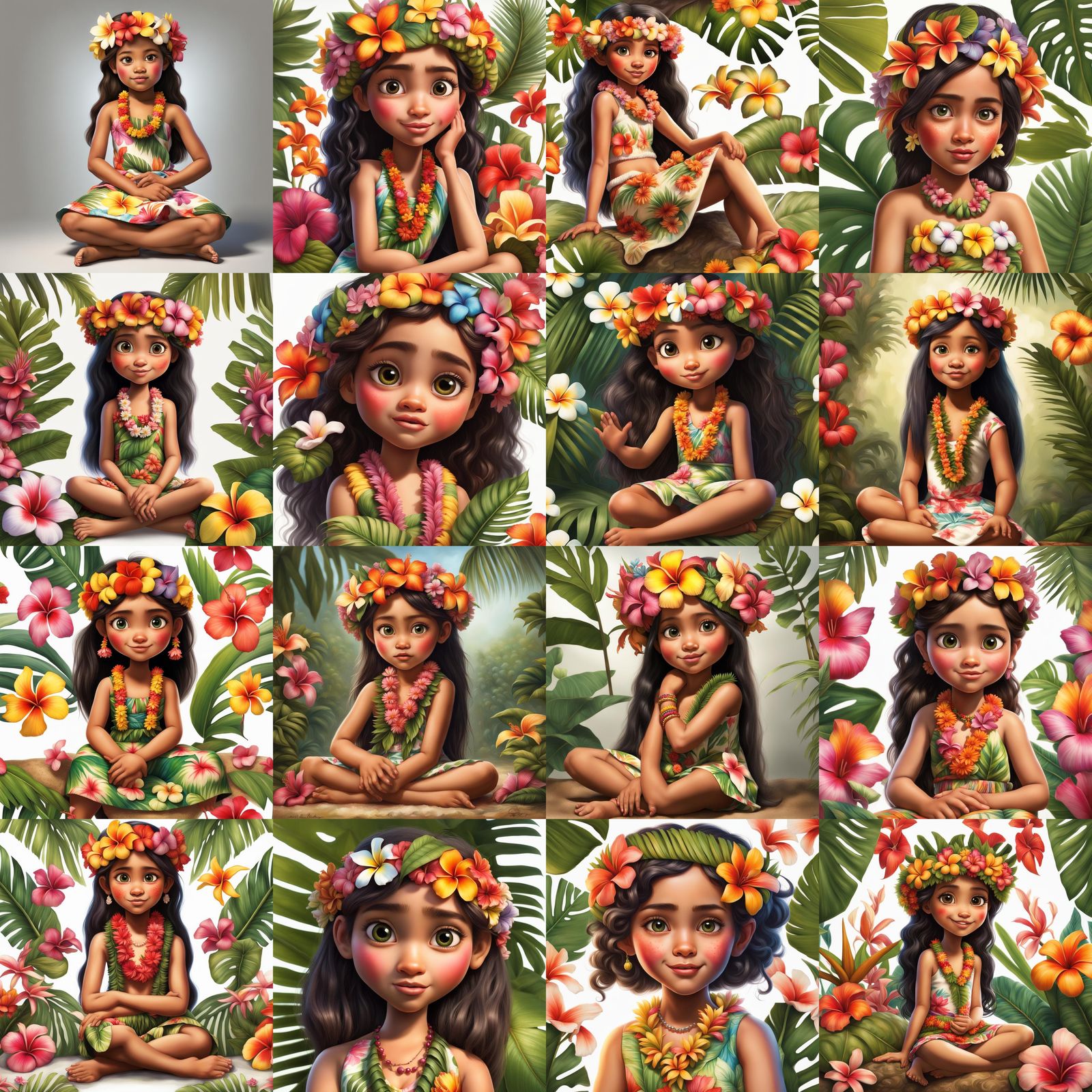Realistic Hawaiian Girl in Pixar Style