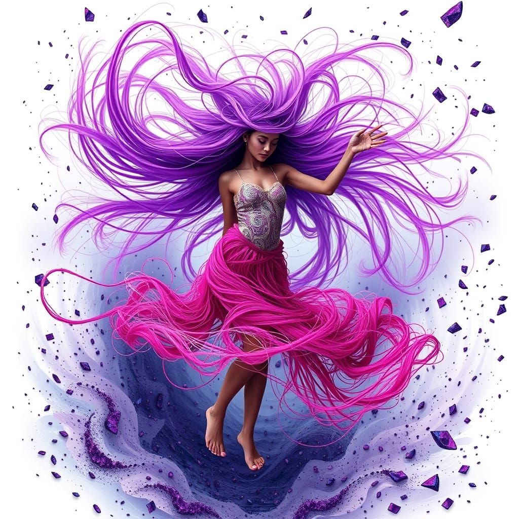 Whirlwind Goddess in Vibrant Abstraction