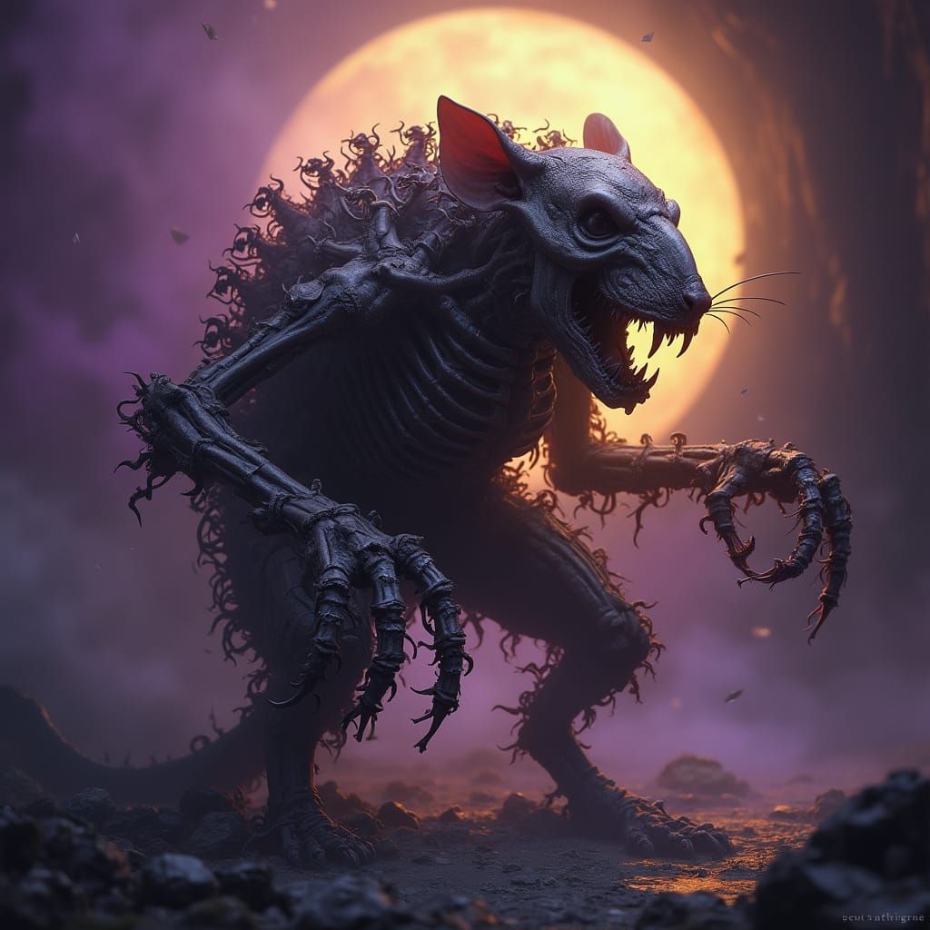 Dark Fantasy Abomination: Rat Bone Horror in Chiaroscuro