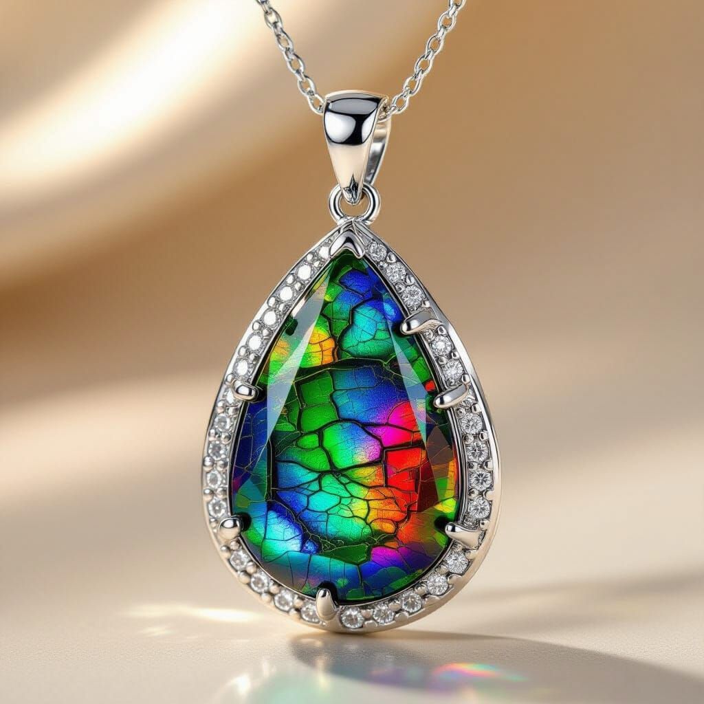 Ammolite Pendant Inspired by Vibrant Art Nouveau