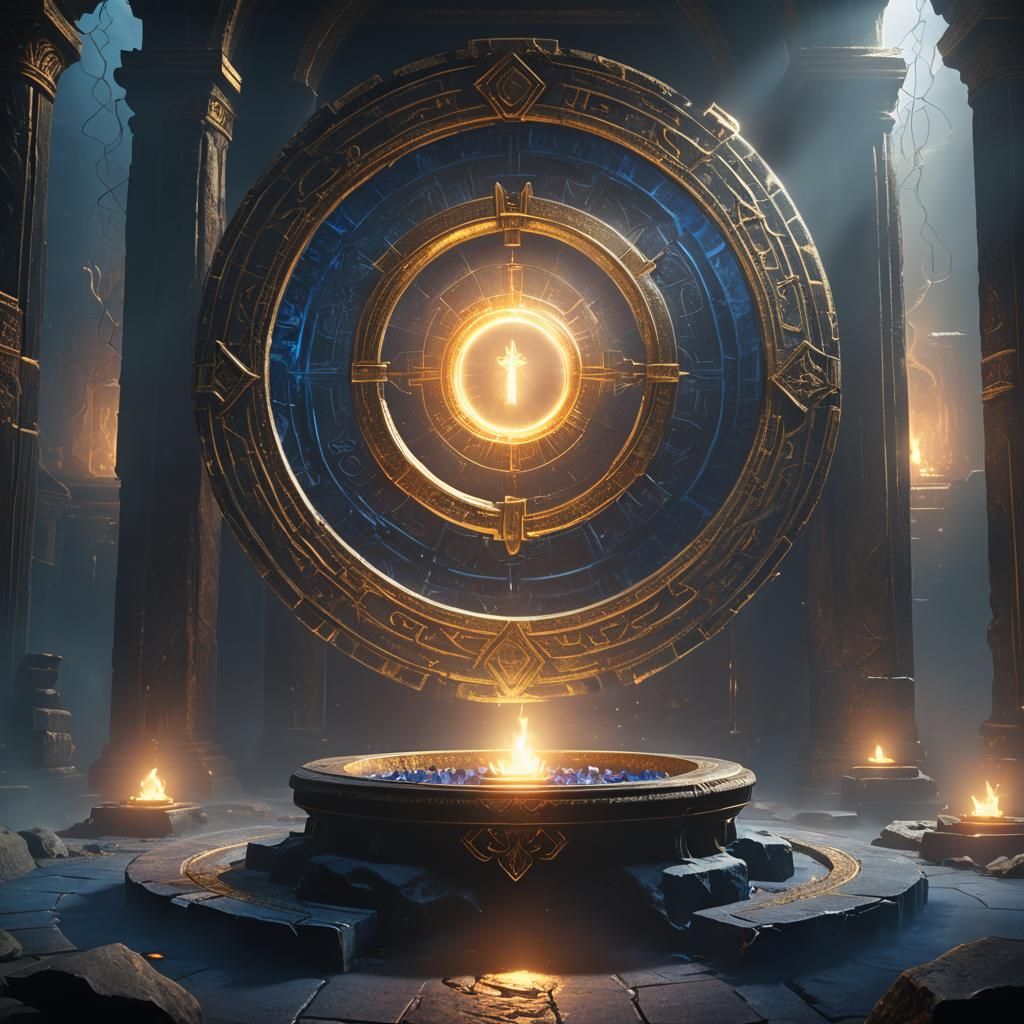 Mystical Ring of Resurrection in Ancient Temple