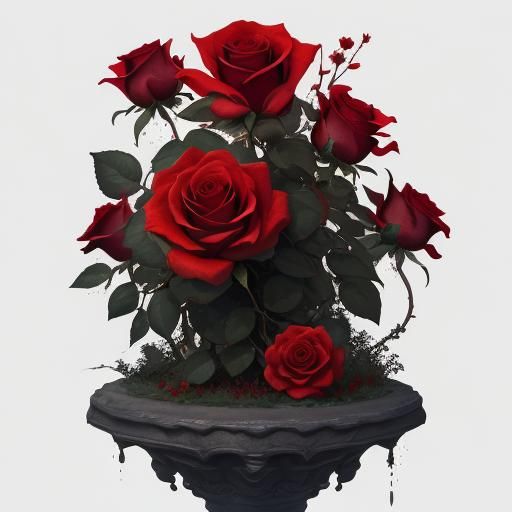 Detailed Red Rose Fantasy Art