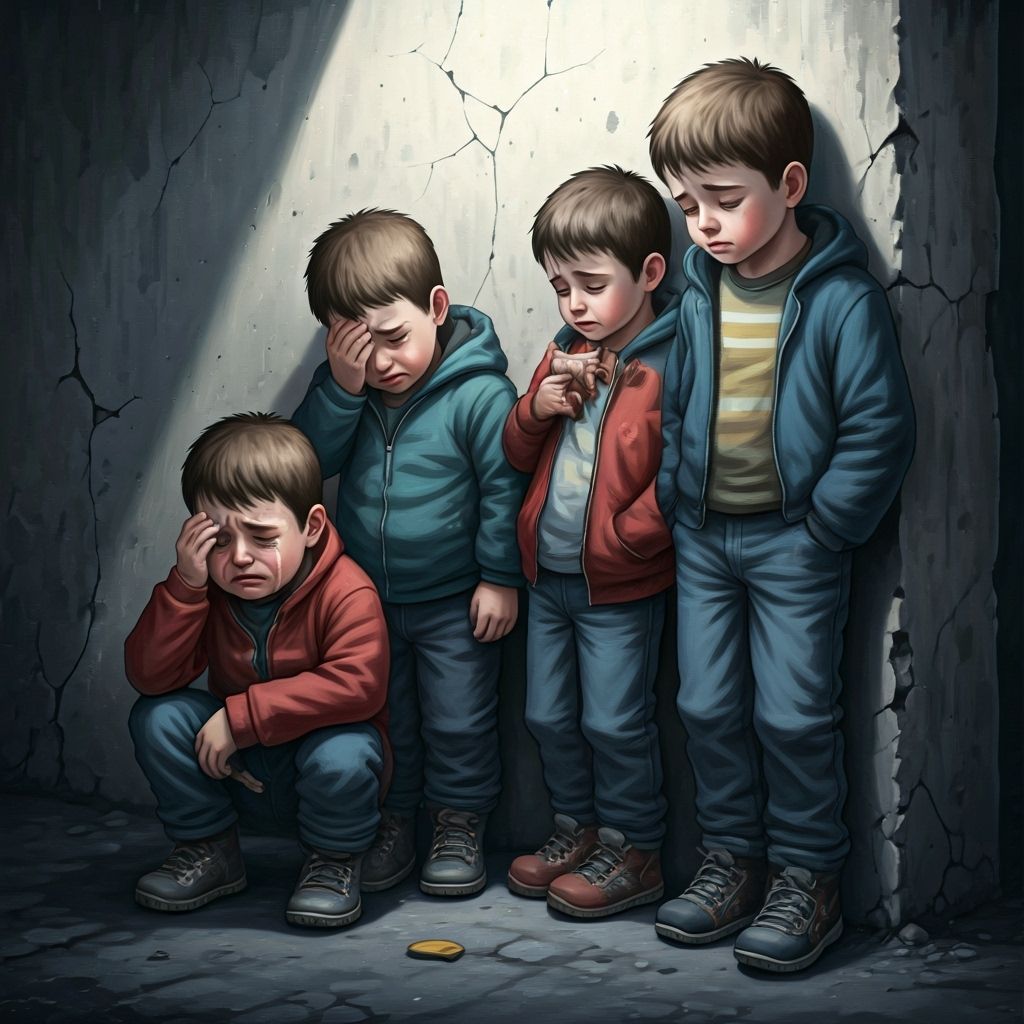 Heartbreaking Scene of Boys in Despair: Realistic Digital Ar...