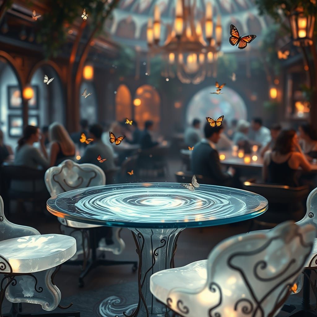 Magical Butterfly Cafe with Fairies and Crystal Tables