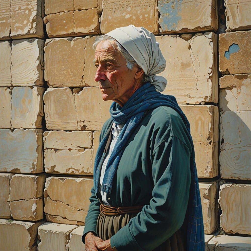 Woman in Contemplative Prayer at the Wailing Wall