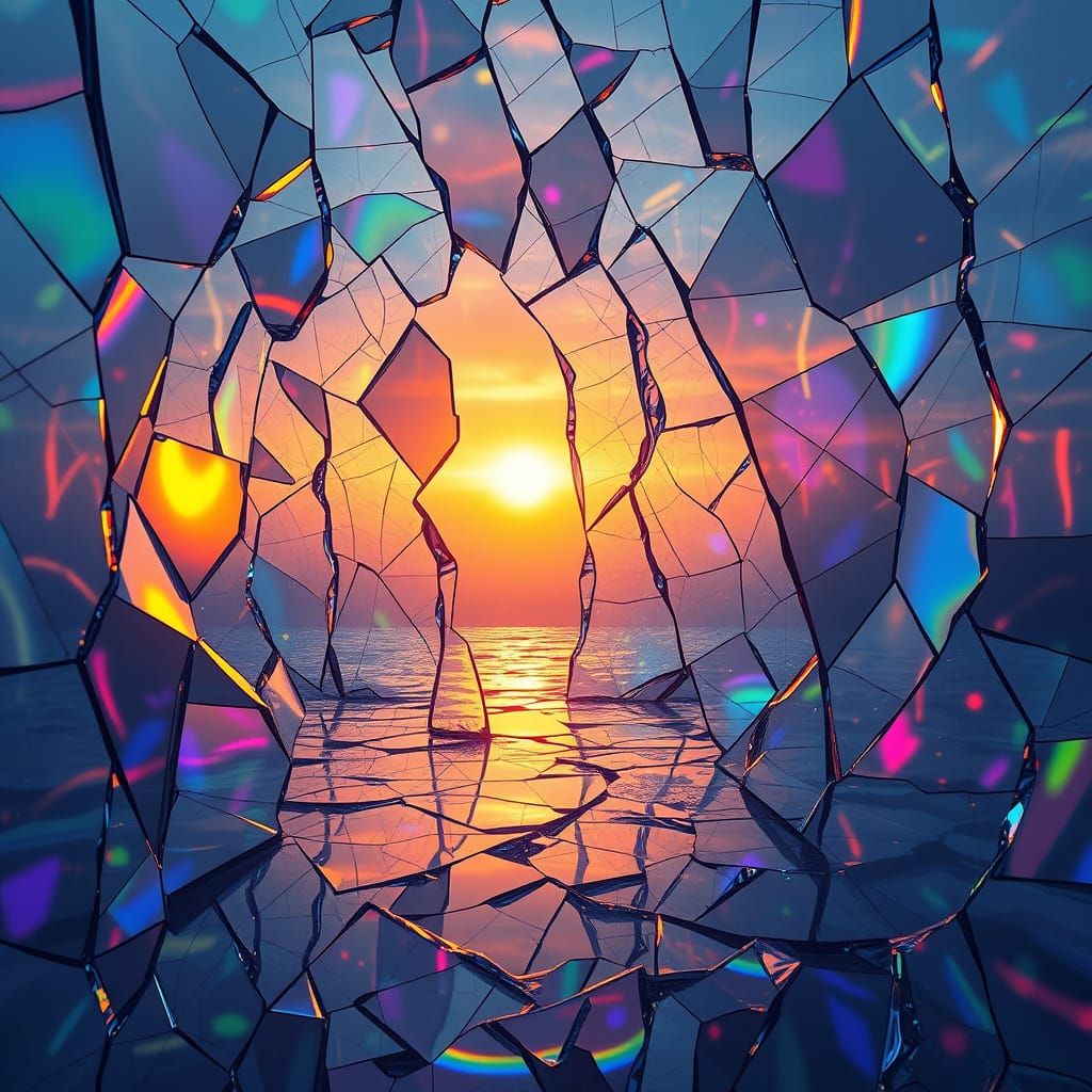 Ethereal Glass Landscape in Kaleidoscope Colors