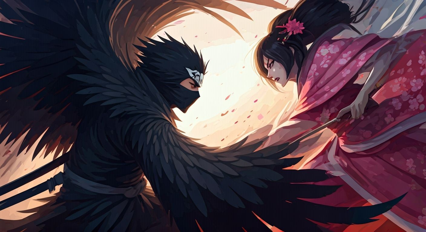 Ninja vs Assassin Geisha Battle Scene