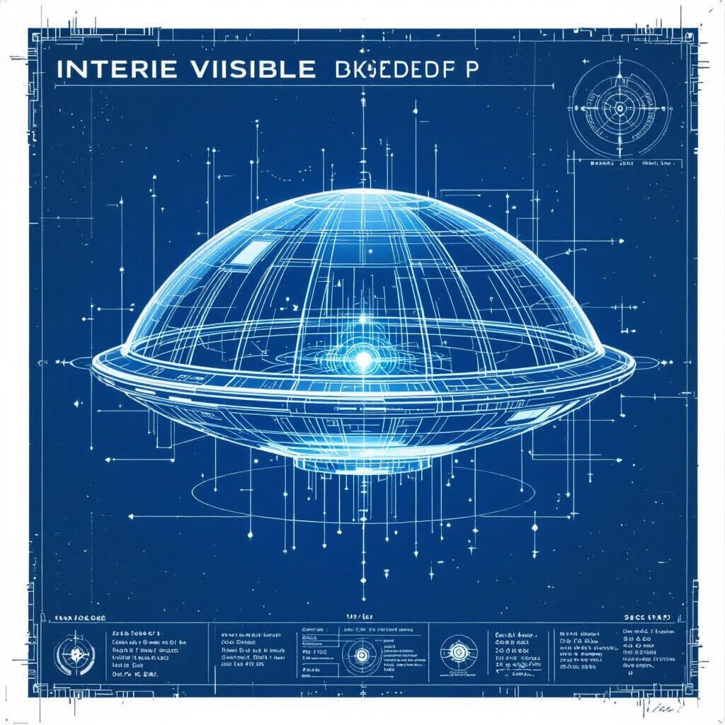 Futuristic Invisible Dome Shield Blueprint in Sci-Fi Style