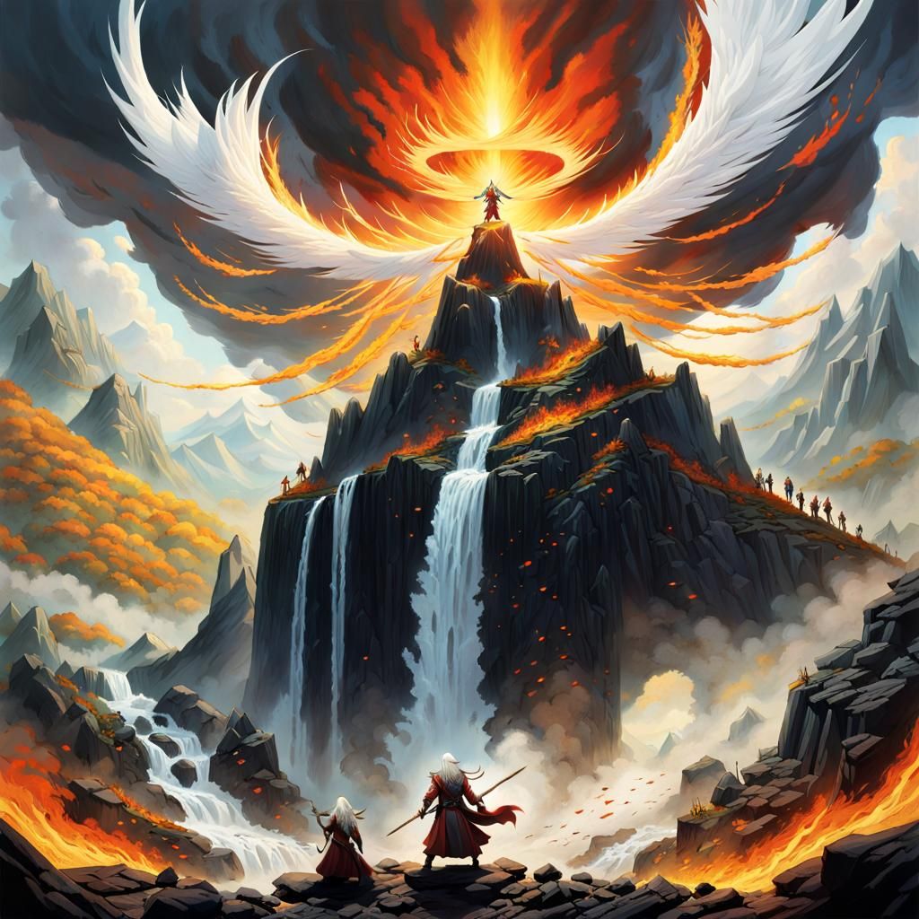 Epic Wizard Battle on Floating Mountain