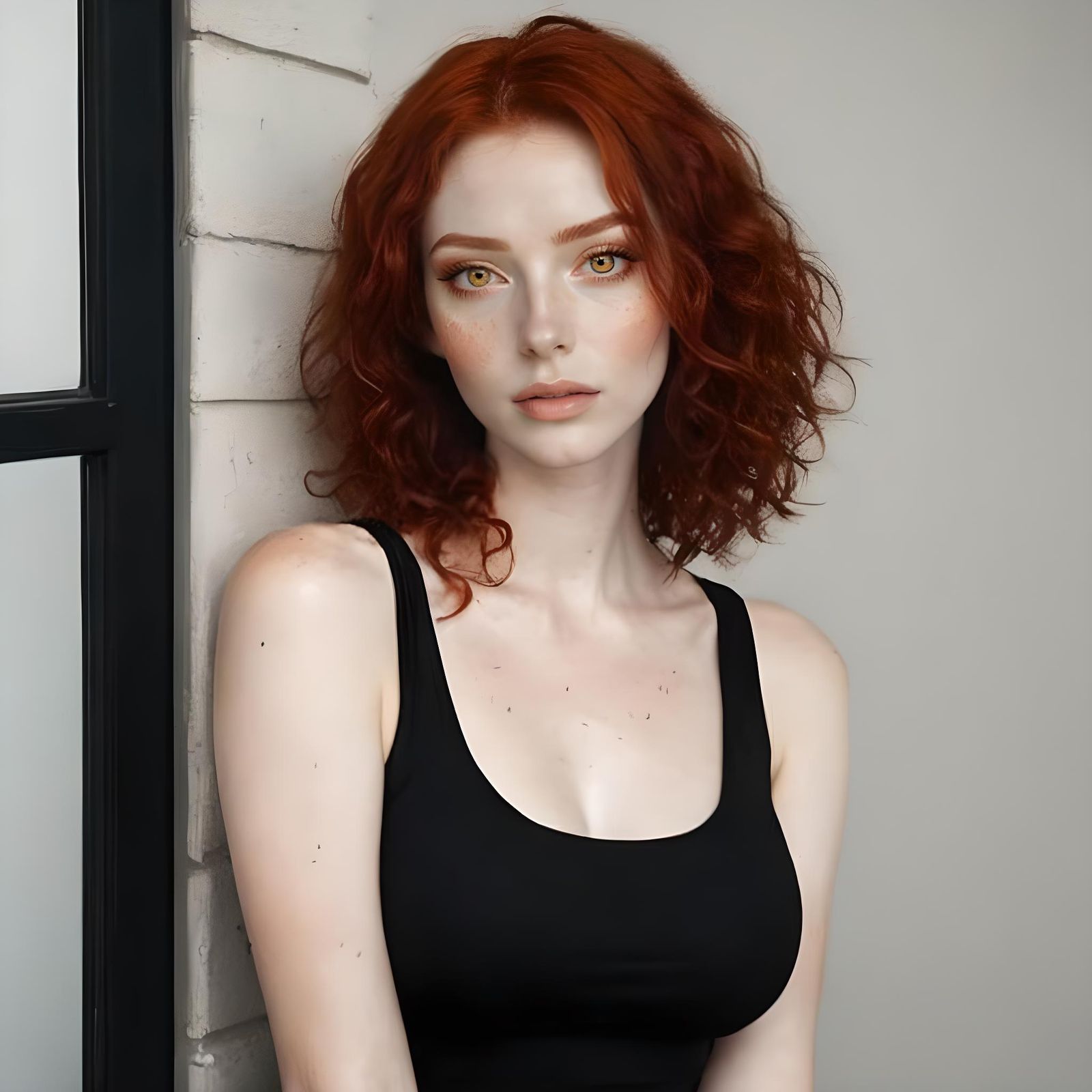 Young Woman with Red Hair and Amber Eyes