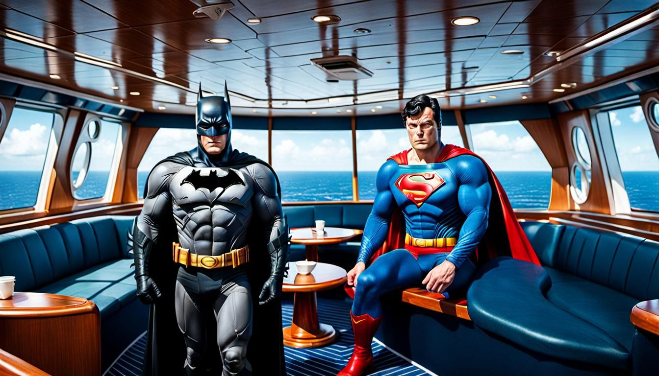 **Batman & Superman relaxing on a cruise ship**