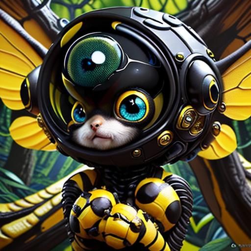 Alien with Blue Eyes in Digital Art Style