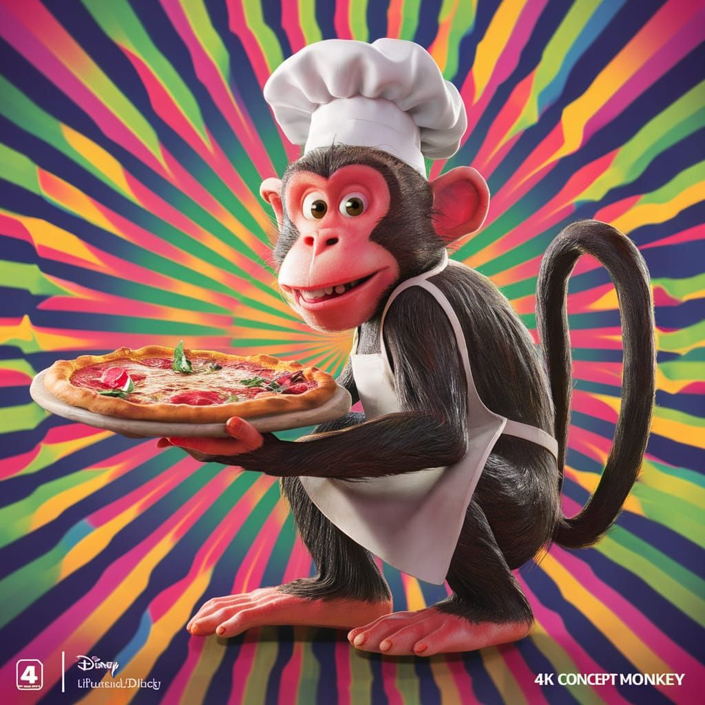 Pixar Pizza Monkey Concept Art in 4K