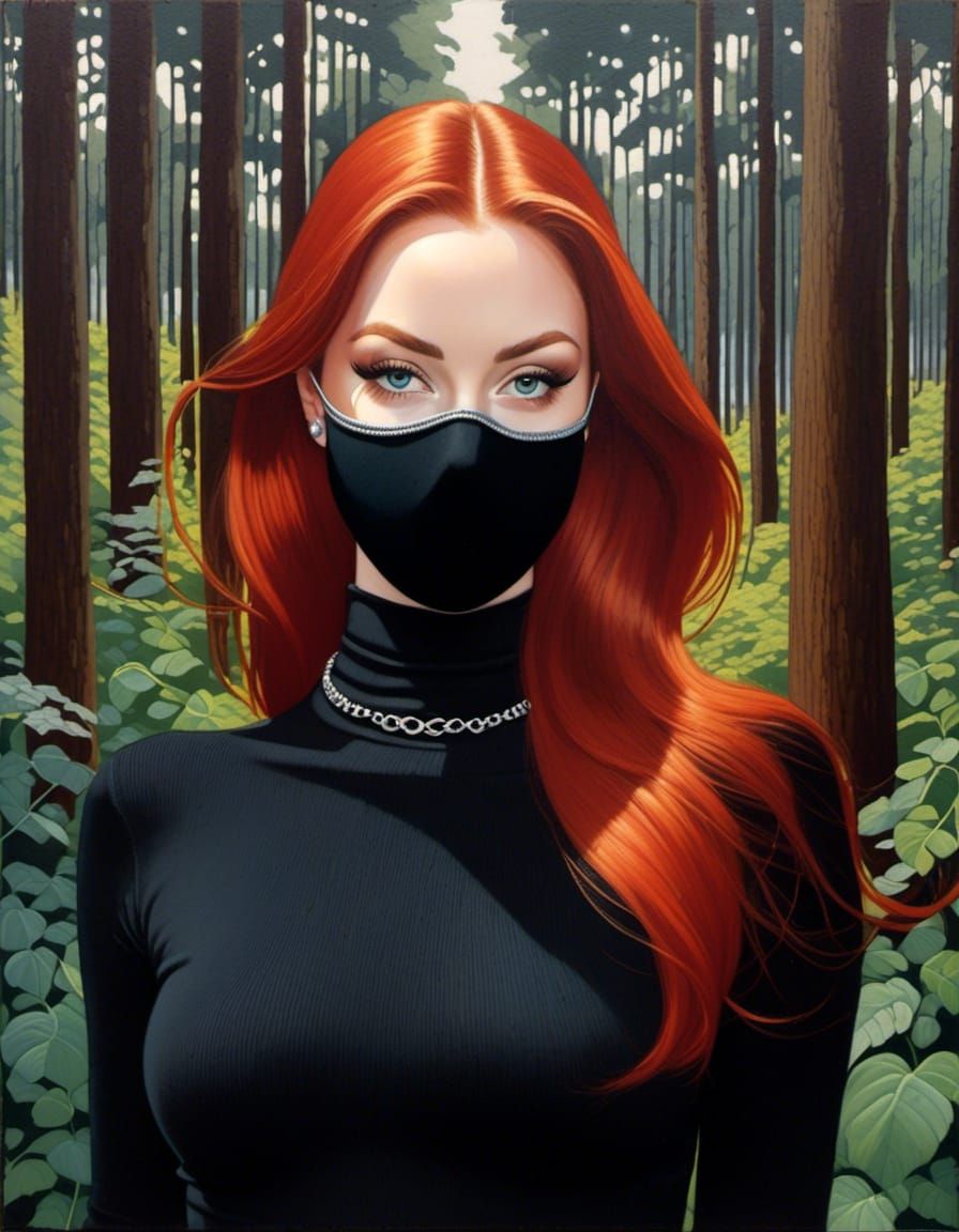 Irish Woman in Forest: Charcoal and Oil Painting